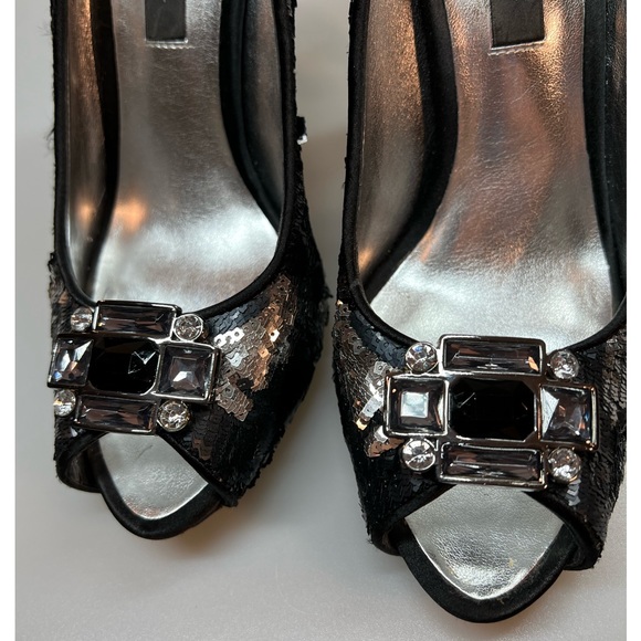 Nina Jewels & Sequins Peep Toe Heels - Picture 5 of 9